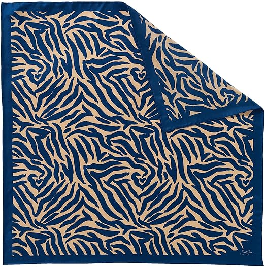 Zebra, Blue & Cream Silk Scarf