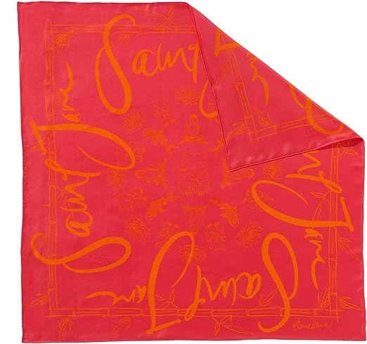 Bamboo, Fuchsia & Orange Silk Scarf