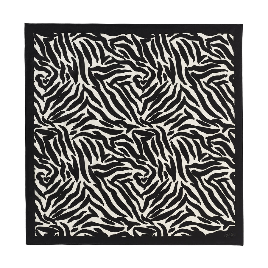 PRE-ORDER Zebra, Black & White Silk Twill Scarf