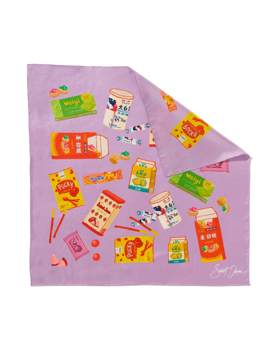 Asian Snacks, Lilac Silk Twill Scarf