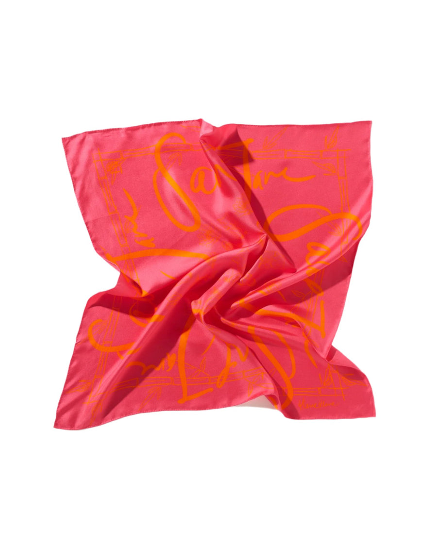 Bamboo, Fuchsia & Orange Silk Twill Scarf